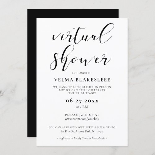 Simple and elegant Virtual shower Invitation