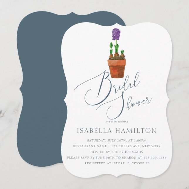 Simple and Elegant Watercolor Bridal Shower Invitation (Front/Back)