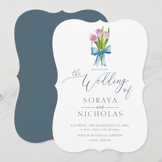 Simple and Elegant Watercolor Floral Wedding Invitation (Front/Back)