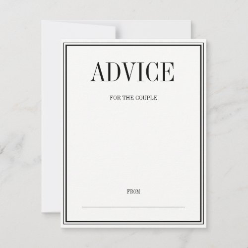 Simple and Elegant Wedding Advice Card