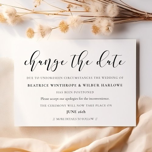 Simple and elegant Wedding Change the date card