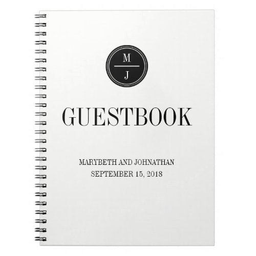 Simple and Elegant Wedding Guest Book Notebook