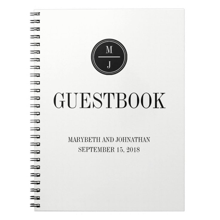 Simple and Elegant Wedding Guest Book Notebook Zazzle