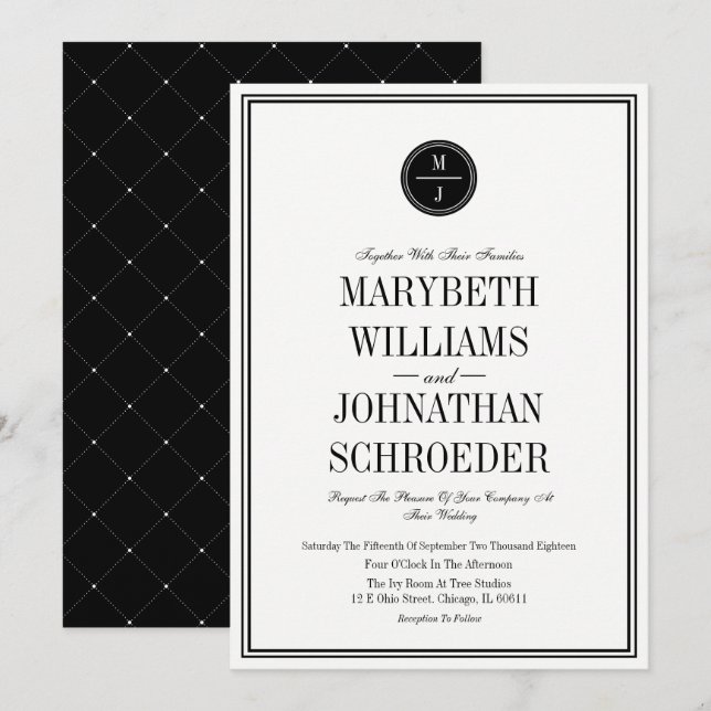 Simple and Elegant Wedding Invitation Card (Front/Back)