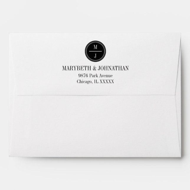 Simple and Elegant Wedding Invitation Envelope (Back (Top Flap))