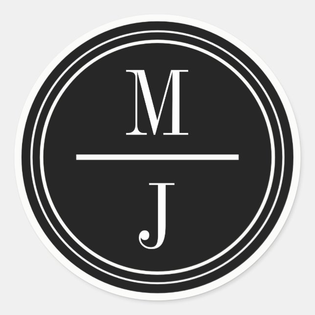 Simple and Elegant Wedding Monogram Favor Sticker (Front)