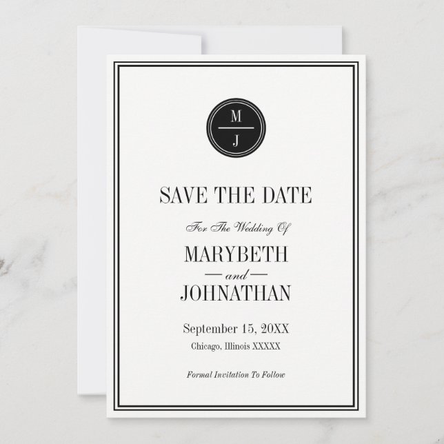 Simple and Elegant Wedding Save The Date Card (Front)
