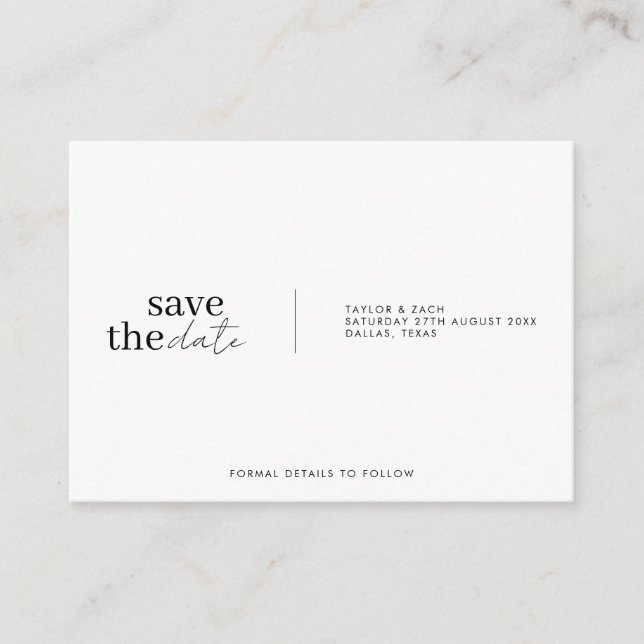 Simple and elegant wedding save the date  enclosure card (Front)