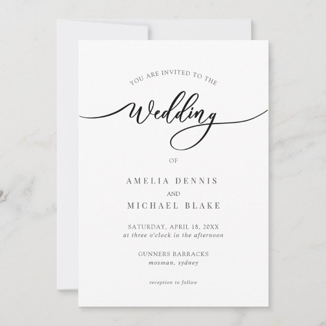 Simple and Elegant Wedding Script Invitation (Front)