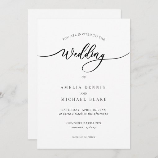 Simple and Elegant Wedding Script Invitation | Zazzle