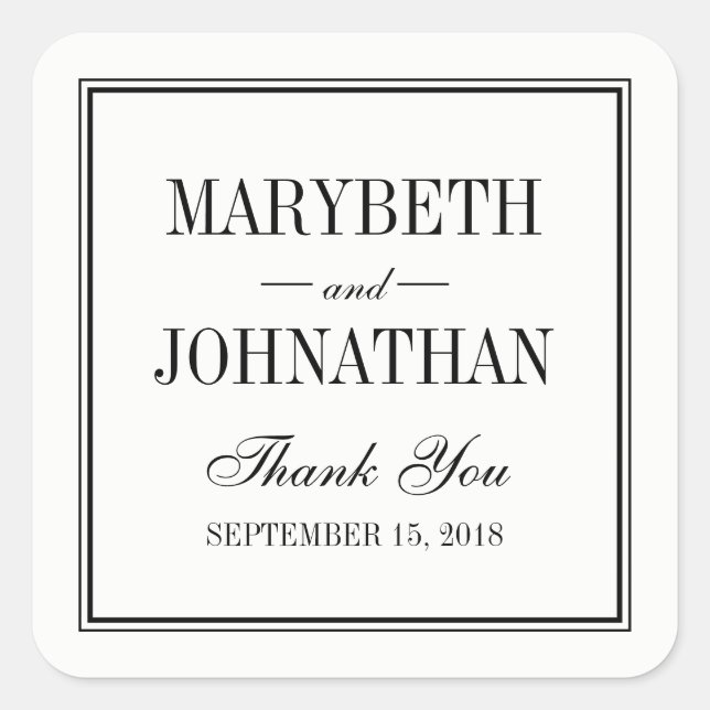 Simple and Elegant Wedding Thank You Favor Sticker (Front)