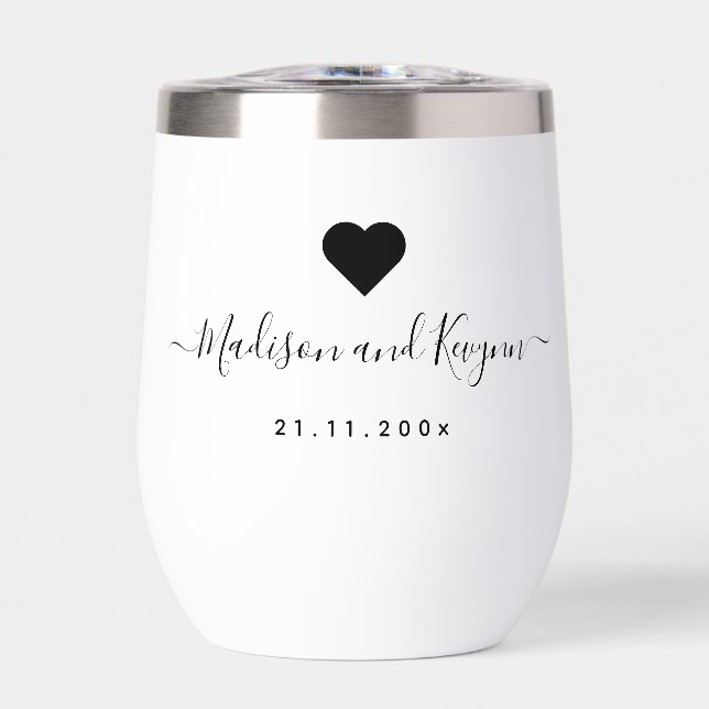 Simple and Elegant Wedding  Thermal Wine Tumbler (Front)