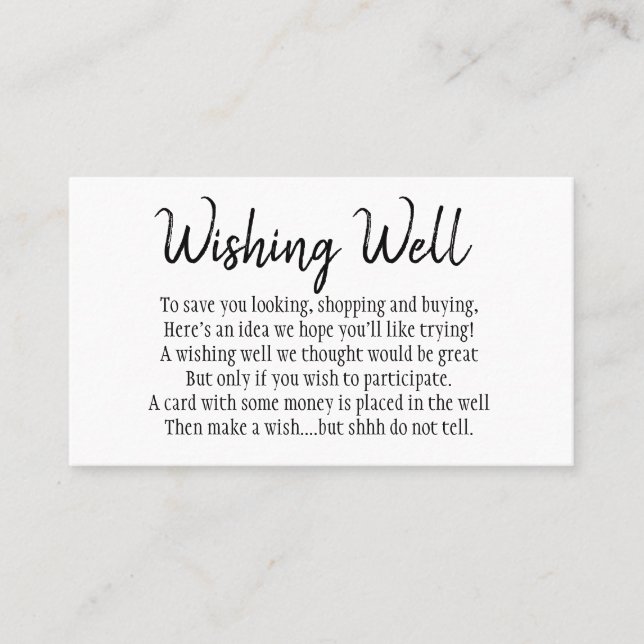 Simple and Elegant Wedding Wishing Well Cards (Front)