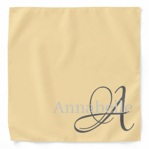 Simple and Elegant Yellow Monogram and Name Bandana