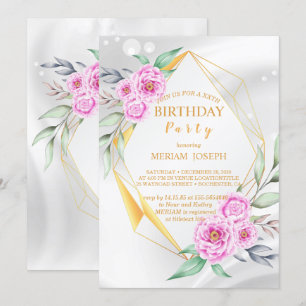 Simple and fresh colorful flowers  Birthday Invitation