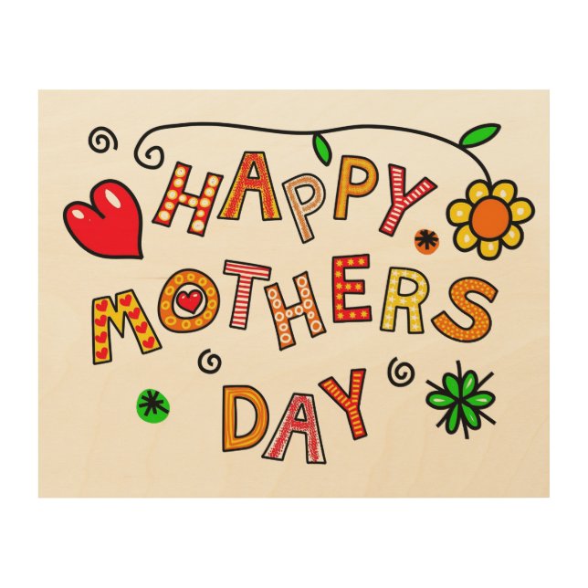 Simple and Fun Happy Mothers Day Wood Wall Decor (Front)