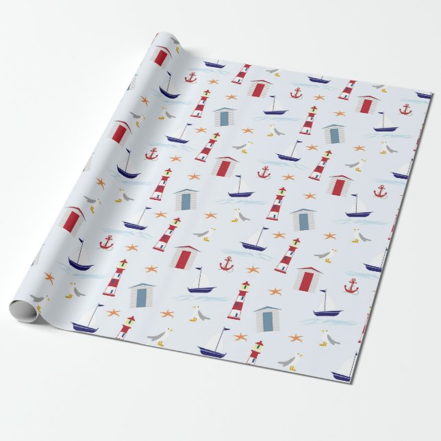 Simple and Fun Nautical Wrapping Paper (Unrolled)