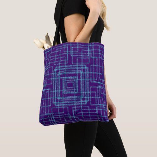 Simple and geometric blue design tote bag