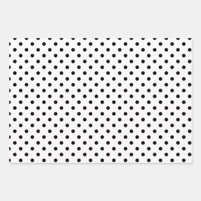 simple and minimal black and white polka dots wrapping paper sheets (Front)
