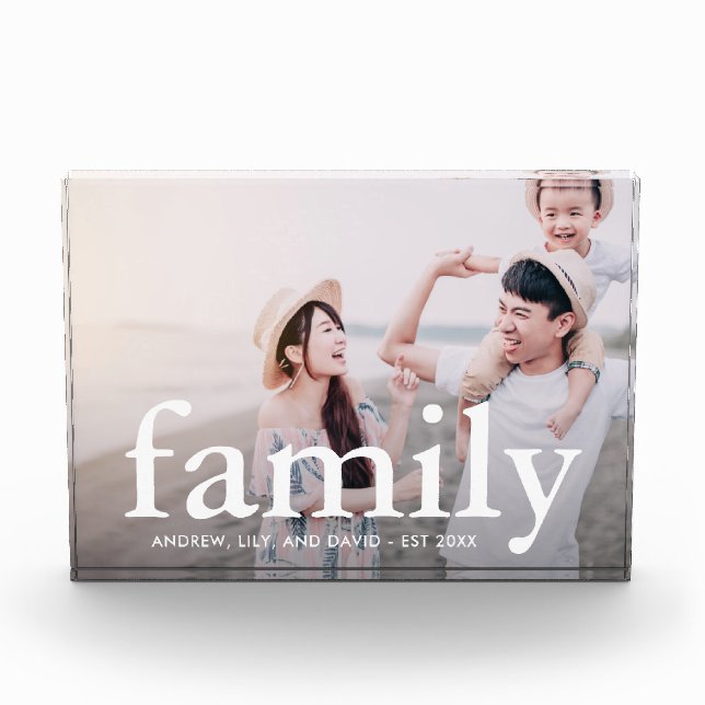Simple and Minimal Family Photo Acrylic Award (Front)