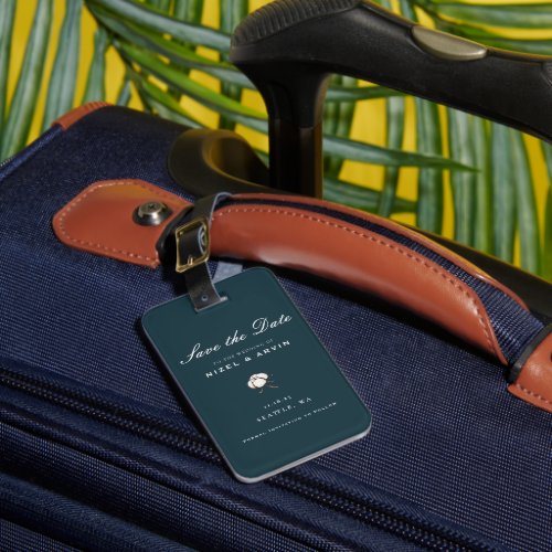 Simple and Minimalist Cotton Green Save The Date Luggage Tag