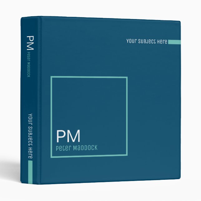 Simple and Minimalist Modern Blue 3 Ring Binder (Front/Spine)