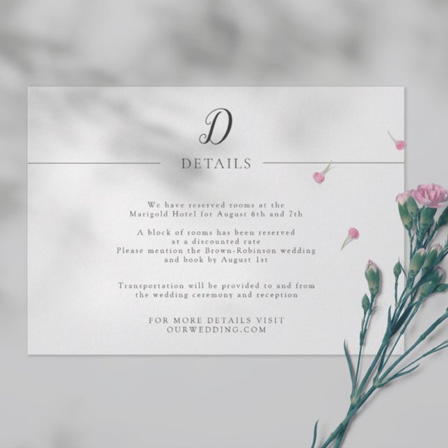 Simple and Minimalist Monogram Wedding Details Enclosure Card (Creator Uploaded)