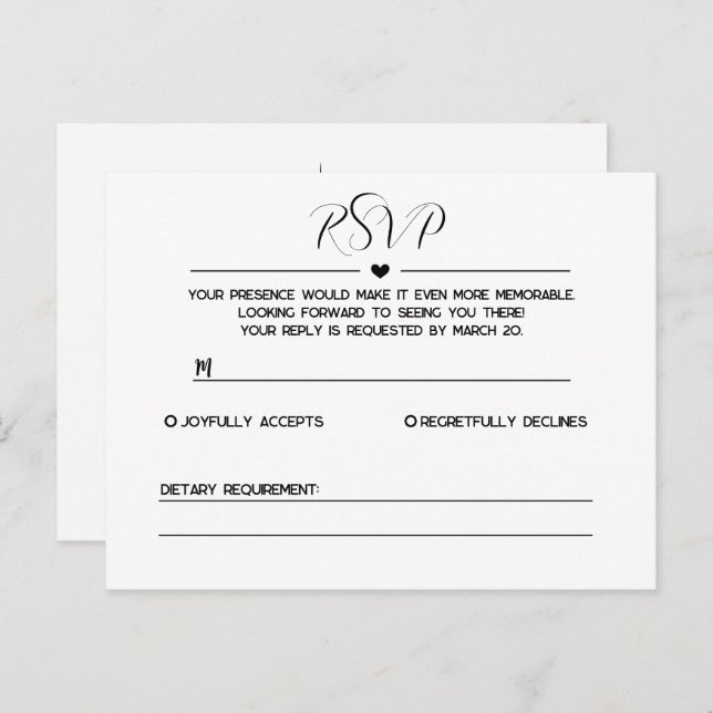 Simple and Minimalist RSVP Card (Front/Back)