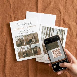 Simple and modern 5 photo QR code wedding Invitation