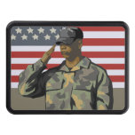 Simple and Modern American Flag &amp; Saluting Soldier Tow Hitch Cover