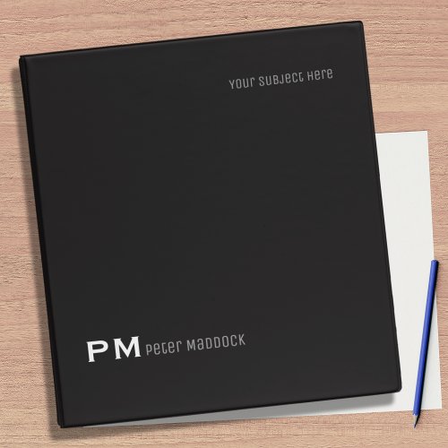 Simple and Modern Black Binder with Name