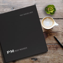 Simple and Modern Black Binder with Name