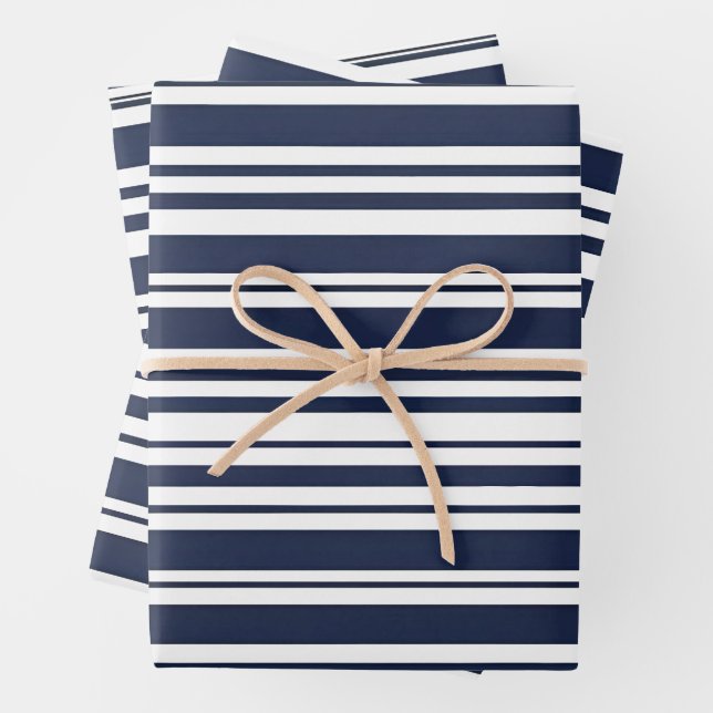 Simple and Modern Blue Striped Wrapping Paper Sheets (In situ)
