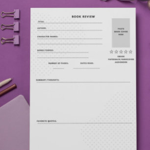 Simple and Modern Book Review Tear-Off Notepad