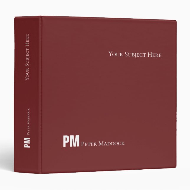 simple and modern burgundy red binder with name (Front/Spine)