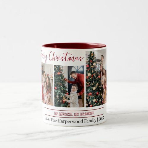  Simple and Modern Christmas Family Photo Collage Two_Tone Coffee Mug