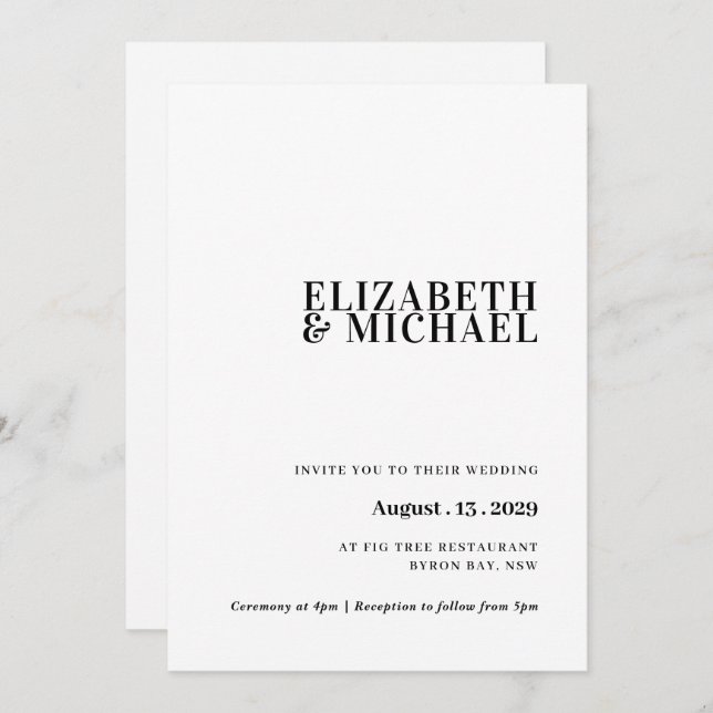 Simple and modern contemporary wedding invitation (Front/Back)