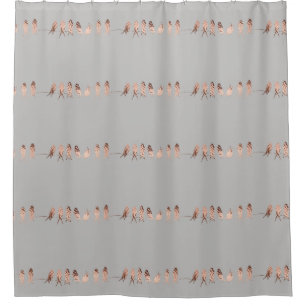 Simple and Modern Copper Birds on A Wire Design Shower Curtain