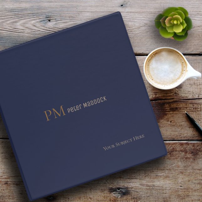Simple and modern dark-blue binder with name (Creator Uploaded)