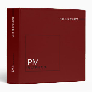 simple and modern dark red binder with name