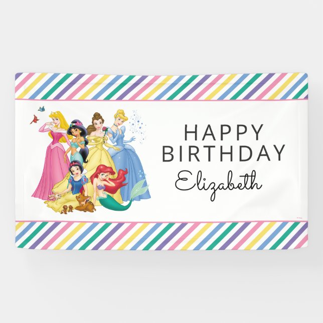 Simple and Modern Disney Princess Birthday  Banner (Horizontal)