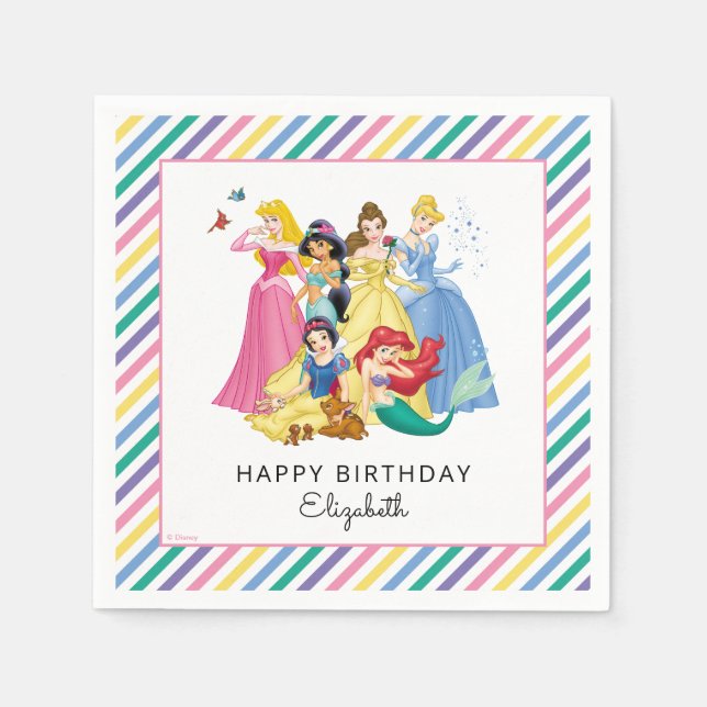 Simple and Modern Disney Princess Birthday  Napkins (Front)