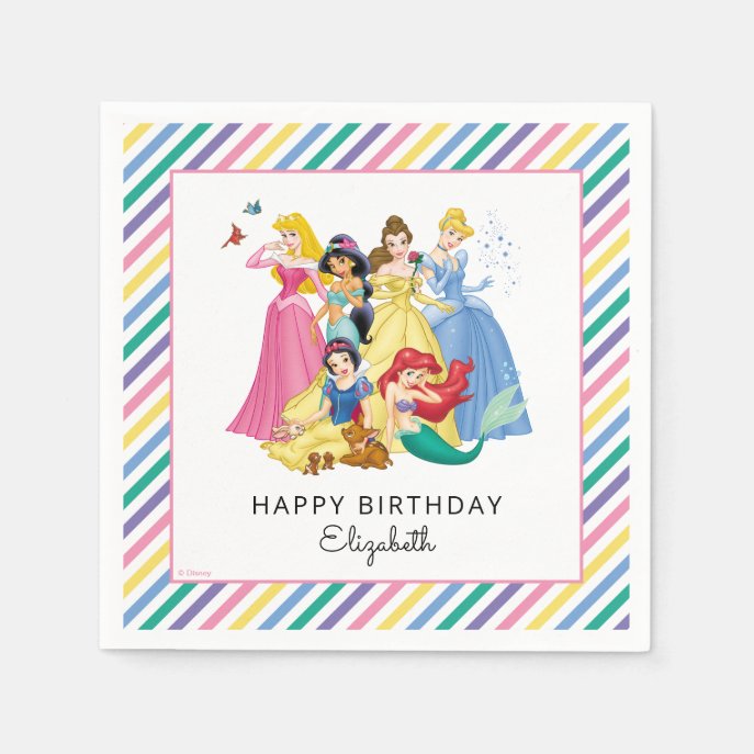 Simple and Modern Disney Princess Birthday Napkins