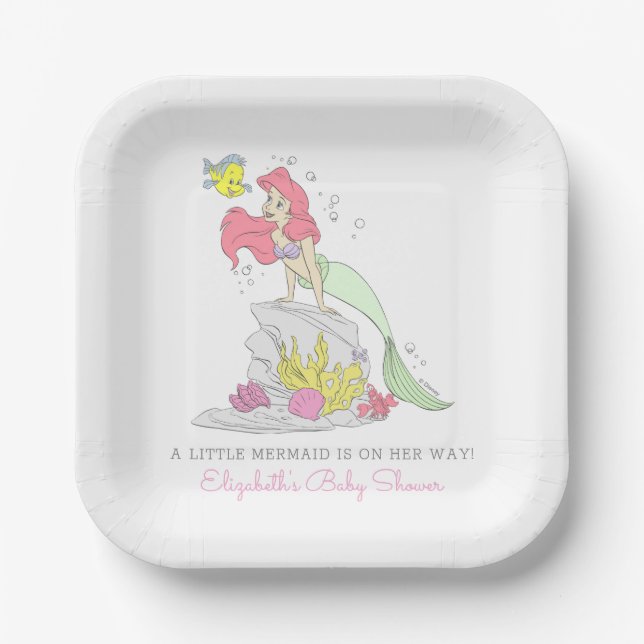 Simple and Modern Disney Princess Birthday  Paper Plates (Front)