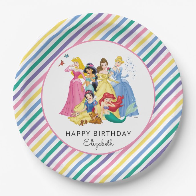 Simple and Modern Disney Princess Birthday Paper Plates