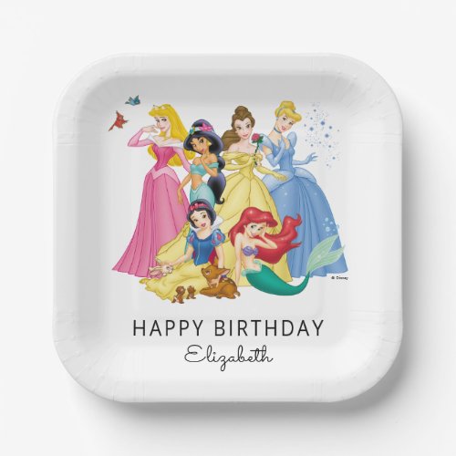 Simple and Modern Disney Princess Birthday  Paper Plates