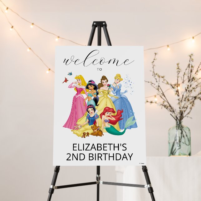 Simple and Modern Disney Princess Birthday Welcome Foam Board (In Situ (Stand))