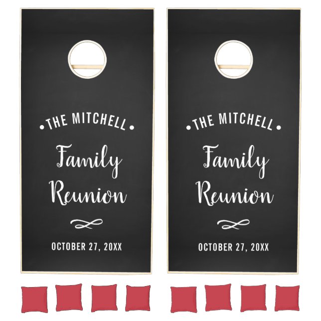 Simple and Modern Family Reunion | Chalkboard Look Cornhole Set (Set)
