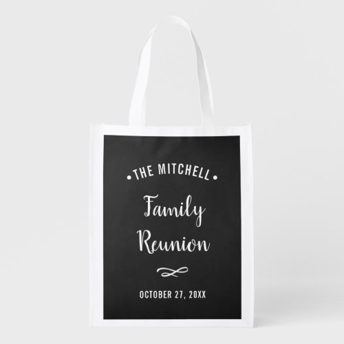 Simple and Modern Family Reunion  Chalkboard Look Grocery Bag