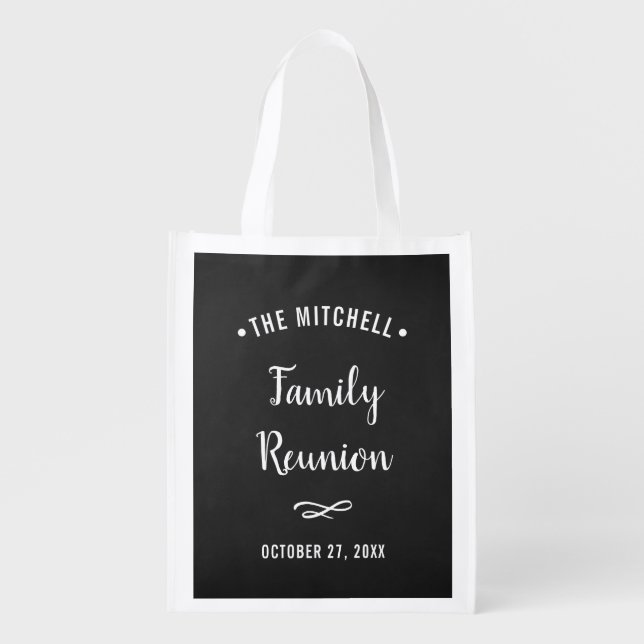 Simple and Modern Family Reunion | Chalkboard Look Grocery Bag (Front)